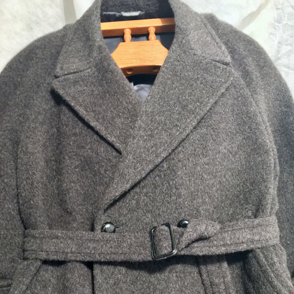 Brunelli | Jackets & Coats | Brunelli Charcoal Gray Belted Blanket Coat ...